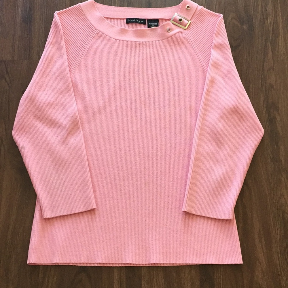 Bentley a. Soft Pink Sweater w/buckle on neckline